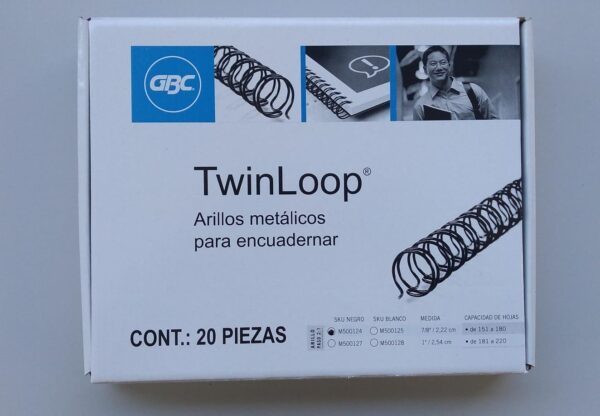 Arillos Metálicos TwinLoop GBC 7/8", Paso 2:1