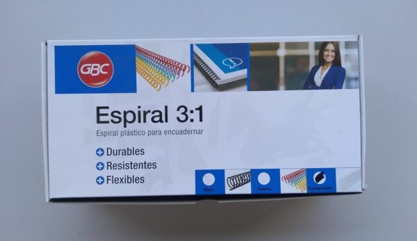 Espirales Plásticos para Encuadernación GBC 14 mm, Paso 3:1 (55 piezas)