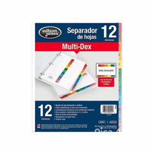 Separador ACCO con 12 divisiones, ideal para la organización de documentos en oficina y hogar, SKU P06785.
