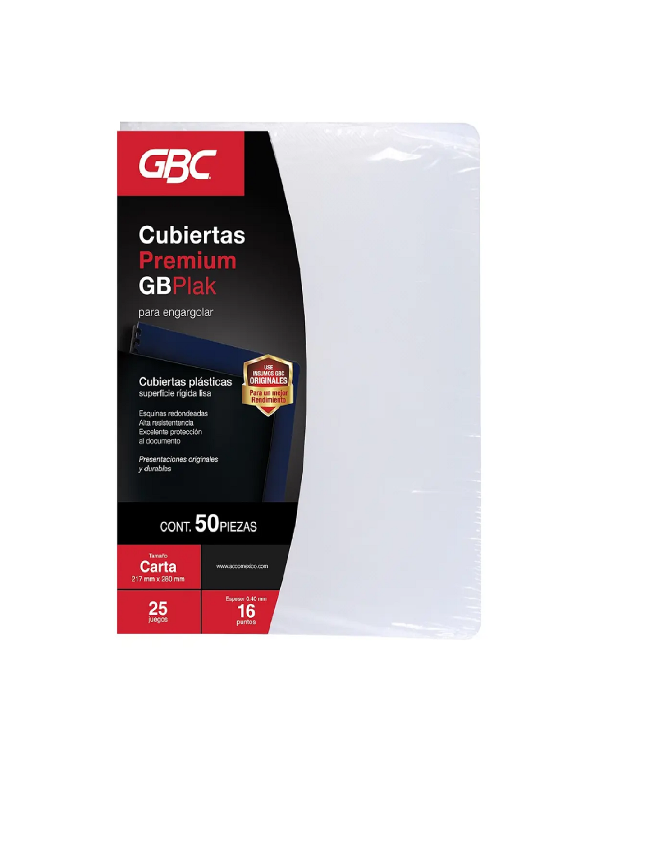 Cubiertas GBCPlak "Transparente Lisa", Tamaño Carta, 50 Piezas